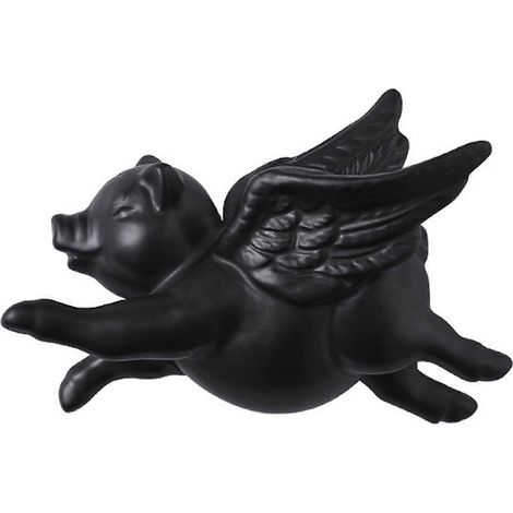 Creative flying pig wall decoration 3D cute ceramic pig ornaments black