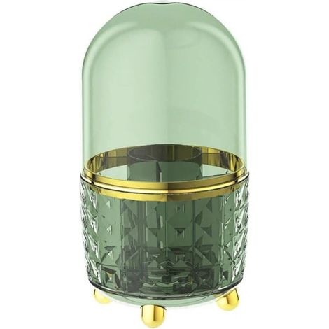 Dark green desk pen holder, 12.2 x 12.2 x 21.9 cm, 360° rotating pen storage box, cute desk accessory. (1/5)