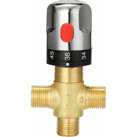 Einstellbares Thermostatventil aus Messing für Badezimmer, Wassermischer, Mischventil für heißes/kaltes Wasser, Temperaturregelventil für Warmwasserbereiter zu Hause – Typ 3 (1/4)
