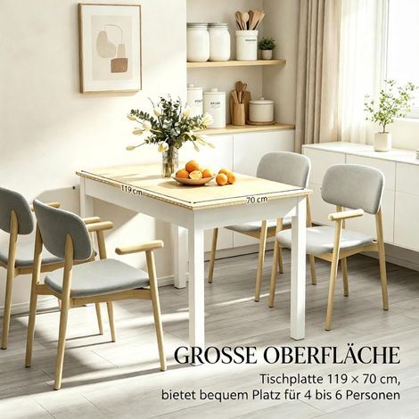 Table à manger en beige et panneau de particules beige 119 x 70 x 75 cm HOMAIRE (1/4)