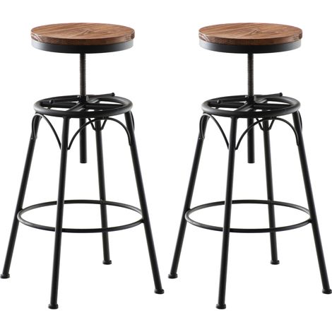 Set de 2 Taburetes de bar Beam de metal y madera Negro