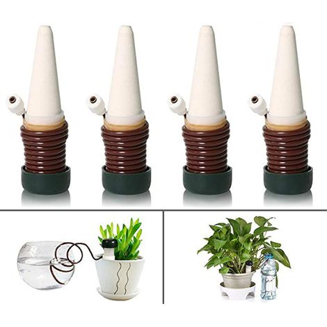 Arrosage automatique pour plantes, ensemble de 4 systèmes d'arrosage automatique pour plantes en pot, distributeur d'irrigation goutte à goutte pour jardin, plantes d'intérieur, fleurs (1/5)
