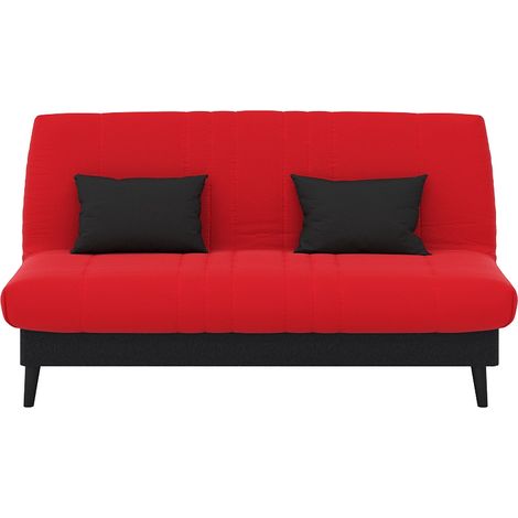 Banquette convertible Elios clic clac, couchage 130 x 190 avec rangement intégré + 2 coussins OFFERTS, Pearl rouge (1/4)