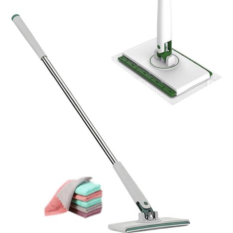 Balai-serpillère avec pince outils de nettoyage sans lavage plat changement automatique lingette Pou (1/5)