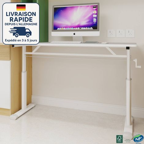 Scrivania regolabile in altezza, struttura in acciaio - 60 x 120 x (60-90) cm - Bianco (1/5)