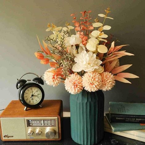Fleurs Artificielles Plantes Faux Soie Bouquet de Fleurs Hortensia pour Maison Arrangement Mariage Arrangements Floraux, Pièce Maîtresse (Champagne) (1/5)