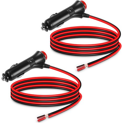 2PCS 12V Cigarette Lighter Power Plug with Built-in Switch Button, 22AWG Car Cigarette Lighter Male Cable with 5A Fuse for Low Power Products Less Than 36W-3.3F (1/5)