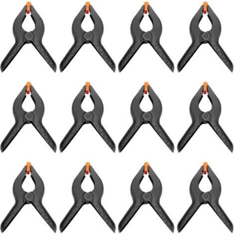 Abrazaderas de resorte de alto rendimiento de 15 cm (6 pulgadas), paquete de 12 unidades, con mordazas de plástico de nailon con revestimiento suave y mangos antideslizantes.