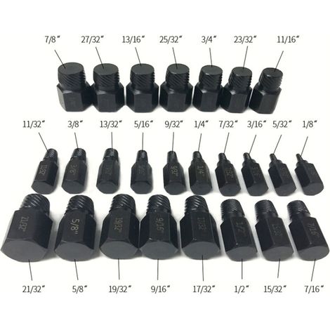 Kit de 25 extracteurs de vis, extracteurs de boulons cassés, extracteurs de goupilles et d'écrous, outils d'extraction pour vis, goujons et raccords endommagés (1/4)