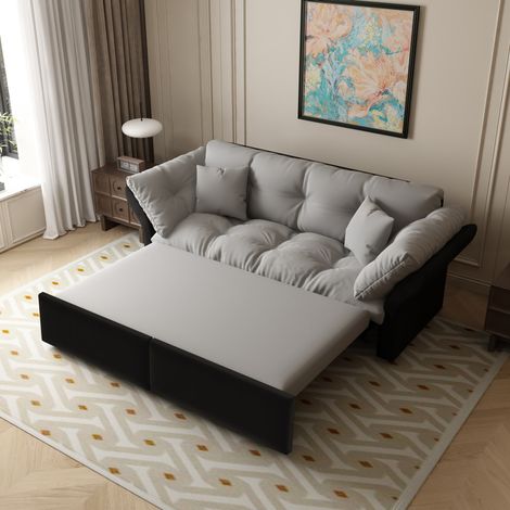 divano letto queen size 190 cm velluto grigio chiaro HAVRYA (1/5)