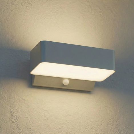 [GEBRAUCHT] B-Ware Lindby Außenwandleuchte Wandleuchte Fando LED Sensor silber matt Aluminium IP44 (1/2)