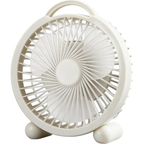 JSSEVN - Ventilador de escritorio USB, 1 velocidad, silencioso, portátil, mini ventilador de mesa para el hogar y viajes, alimentado por USB, blanco (1/5)