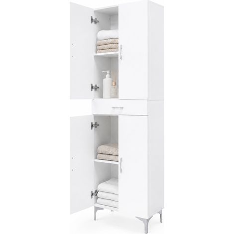 Armadio Multiuso Grande 4 ante e 1 Cassetto Scarpiera Mobile Bianco 60x29x183 cm (1/5)