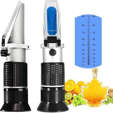 Brix Refractometer, 0-90% Scale, Temperature Compensation, Measures Sugar, Honey, Fruit, Wine, Milk (1/5)