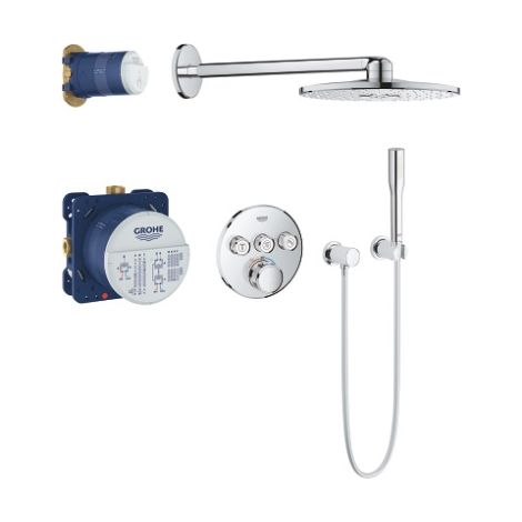 Columna de ducha empotrada termostática GROHE Grotherm SmartControl con teleducha cromada Euphoria Stick (1/5)