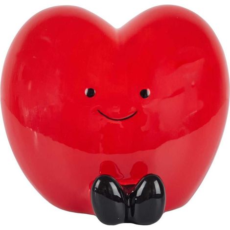 Tirelire Déco Cœur "Kawaii" 14cm Rouge (1/5)