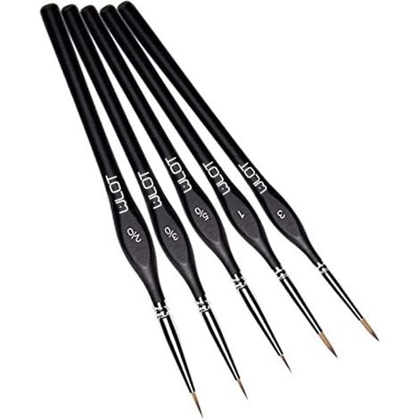 Lot de 6 pinceaux d'artiste Pour peinture acrylique à l'huile gouache et aquarelle Long manche en bois 5PCS (1/5)