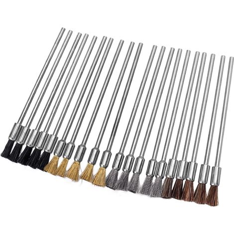 Lntyq Lot de 20 Brosses métalliques rotatives,Outils rotatifs Polissage Accessoires Brosses métalliques Roues avec tige de 3 mm pour le polissage (1/5)