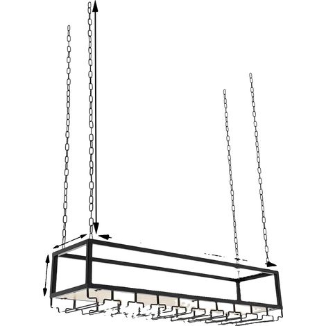 Botellero colgante, soporte para copas, estilo industrial, negro (1/2)