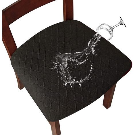 Housse de siège extensible noire imperméable en treillis diamant, 4 pièces, boucle 45509 cm, adaptée aux chaises de restaurant (1/5)