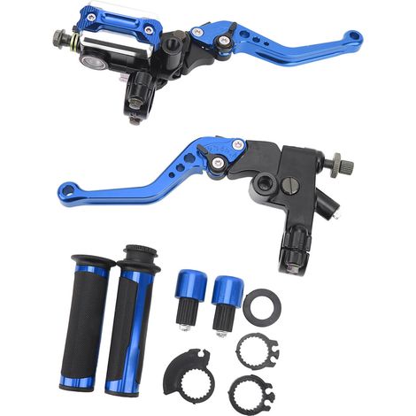 Set mit 2 Motorradbremshebeln 22 mm für Lenker, Hauptbremszylinder, kompatibel mit Roller, Sportmotorrad, Straßenmotorrad und Quad (blau). (1/5)