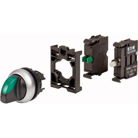 Sélecteur 1 contact à fermeture avec manette appareil complet 000132597 EATON M22 WRLK G K10LED230 BVP