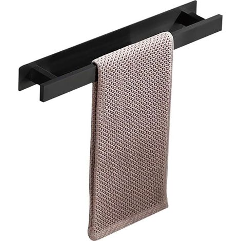Porte-serviettes de salle de bain  Porte-serviettes de douche - 40 x 6 x 4,5 cm, noir sans crochets (1/4)
