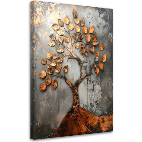 Leinwandbild Grunge Baum Abstrakt grau kupferfarben 40x60 (1/5)