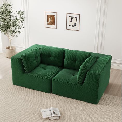 sofá esquinero modular de 2 plazas en pana verde OKMYHOME (1/5)