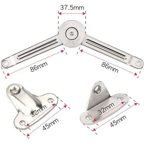 Lot de 2 compas à système d’amortissement pour abattants de portes relevables de placard de cuisine