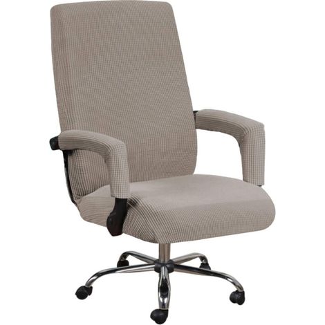 Coprisedia elastico per sedia da ufficio (marrone, L), coprisedia universale per sedia da computer, decorazione, protezione per sedia da tempo libero -Crezuo