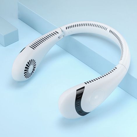 Ventilateur cou personnel sans feuilles 5000 mAh, rechargeable, à trois vitesses, portable, petit ventilateur refroidissement silencieux, en famille