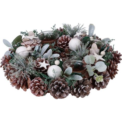 Adventskranz mit 4 Glas-Kerzenhaltern, Ø 30 cm (1/3)