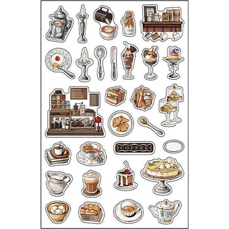 Autocollants Rétro Vintage Objets Anciens pour Carnet Décoratif Album Scrapbooking (1/5)