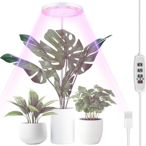 (Blanc)Lampe Plante, LED Lampe de Croissance à Spectre Complet, 30-155 cm Hauteur Réglable avec 70 LEDs, avec Minuterie 3/9/12h,pour Plantes D'intérie (1/5)