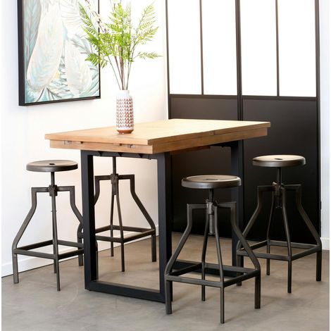 Table haute extensible bois recyclé 120-160 cm BRISBANE