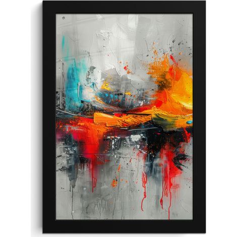 Framed Poster Modern art - Orange - Gray - Abstract 20x30 cm (1/5)