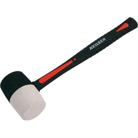 Neilsen 16oz White & Black Rubber Hammer Mallet Hardwood Shaft Grip Handle DIY