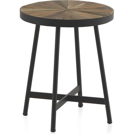Table d'appoint bois naturel et métal style rustique élégant - bois naturel et pieds métal noir (1/3)