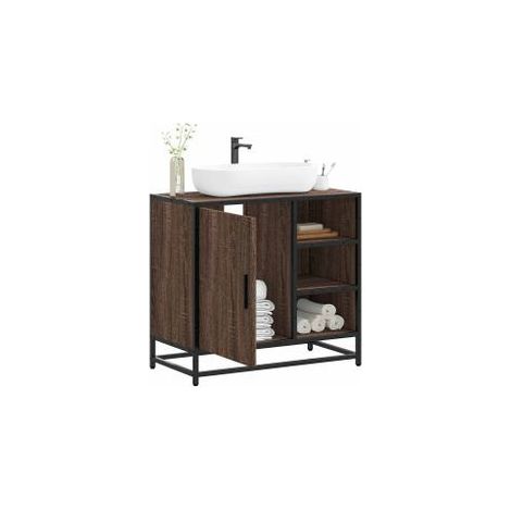 Armoire de lavabo de salle de bain chêne marron 65x33x60 (1/5)