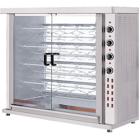 Rôtissoire à poulets électrique avec éclairage, 9 broches pour 36-45 poulets 1320x570x1250 mm - VIRTUS