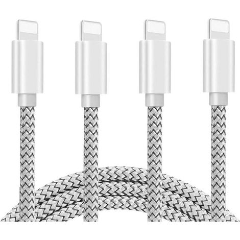 Chargeur de téléphone 4Pack Câble de chargement et de synchronisation USB tressé en nylon 10FT Compatible avec le téléphone 11 Pro Max 11 Pro 11 XS MAX XR X 8 8 Plus 7 7 Plus 6s 6s Plus 6 6 Plus et pl