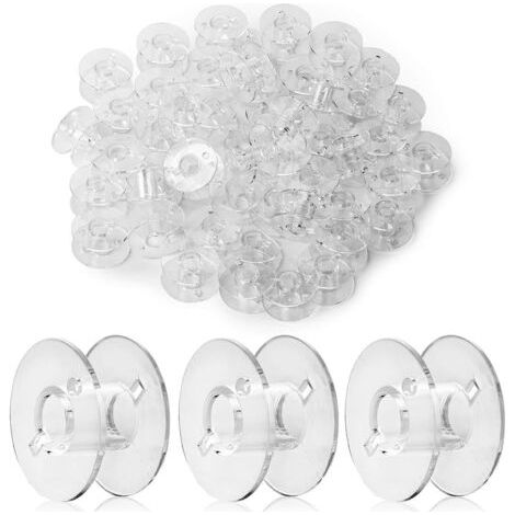 QORVA-50Pcs Canette machine a coudre Bobines, pour Machine à Coudre Singer Bobines en Plastique, Transparent et Universel (1/5)