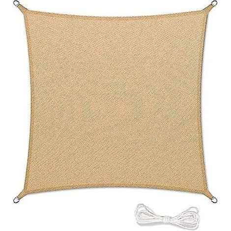 Voile d'ombrage extérieure - Protection UV 90% imperméable, couleur sable (2x2m) (1/5)