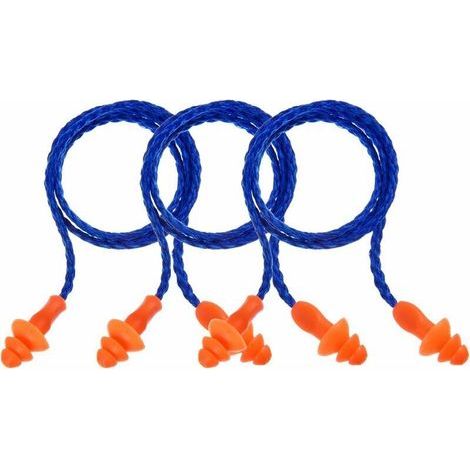 pair 20 Paires Bouchons d'oreilles en Cordon Bouchons d'oreilles en Silicone Réutilisables avec Corde Bouchon d'oreille Anti-Bruit pour Sommeil Protection Auditive, Bleu (1/5)