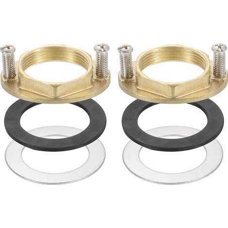 2 Ensembles d'Écrous de Blocage Hexagonaux à Filetage Femelle 1-1/4 Pouce (31 mm) en Laiton avec Joint, Ensemble d'Outils de Fixation de Robinet pour Évier de Cuisine (Ovale) (1/5)