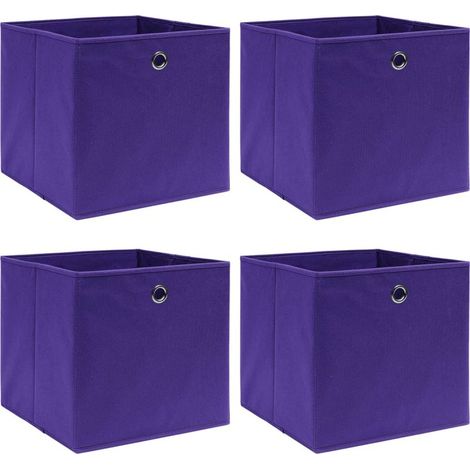 Boîtes de rangement,Coffre de rangement 4 pcs Violet 32x32x32 cm Tissu CNENE718754 (1/5)