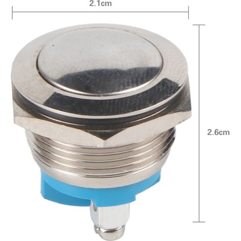 Bouton poussoir métal 19mm étanche pour voiture, interrupteur klaxon momentané 12V, temporaire, résistant à l'eau, acier inoxydable, contact NO, montage 19mm. (1/5)