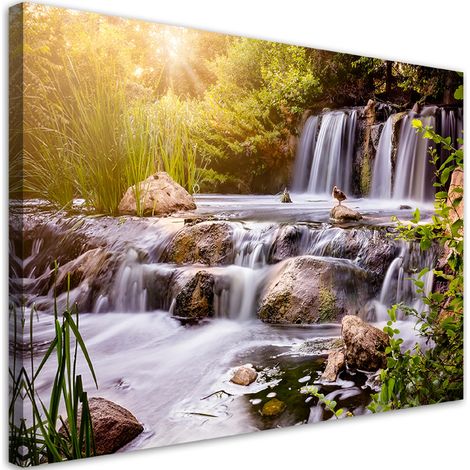 Quadro su tela, Cascata alla natura del tramonto - 60x40 (1/4)