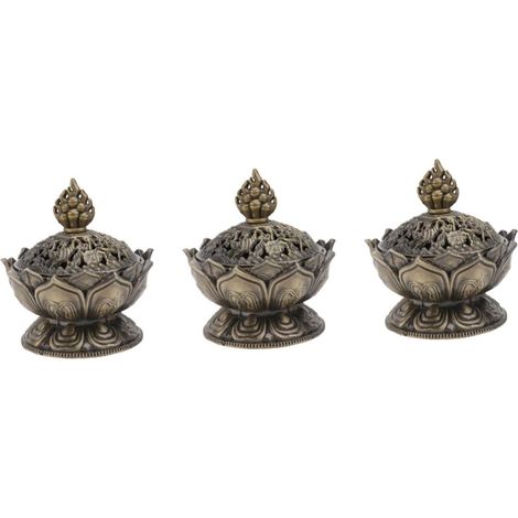 3pièces Brûleur Lotus Fournitures Bouddhistes pour Décoration Intérieure Et pour Chambre Bureau Sauna Et Yoga (1/5)